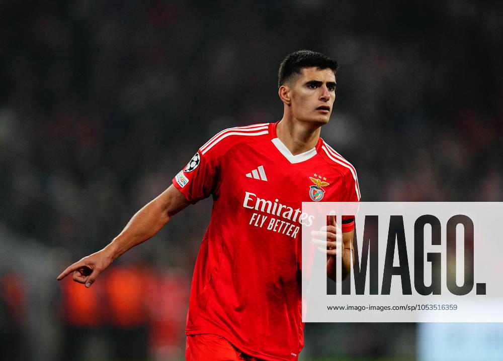 November 06 2024: Antonio Silva of Benfica gestures during a Champions League Round 4 game, Bayern Munich versus Benfica, at Allianz Areana, Munich, Germany. CSM Munich Germany - ZUMAc04_ 20241106_zma_c04_301