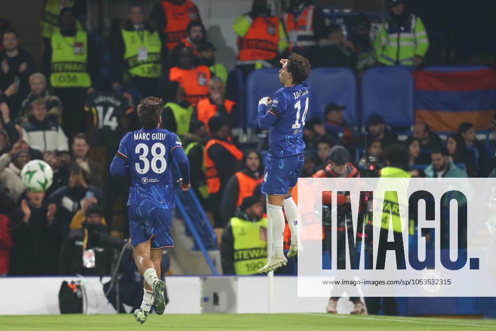 7th November 2024; Stamford Bridge, Chelsea, London, England: UEFA Europa Conference League Football, Chelsea versus Noah; Joao Felix of Chelsea celebrates his goal in the 21st minute for 4-0. ActionPlus12712617 KatiexChan Content restricted for UK based newspaper