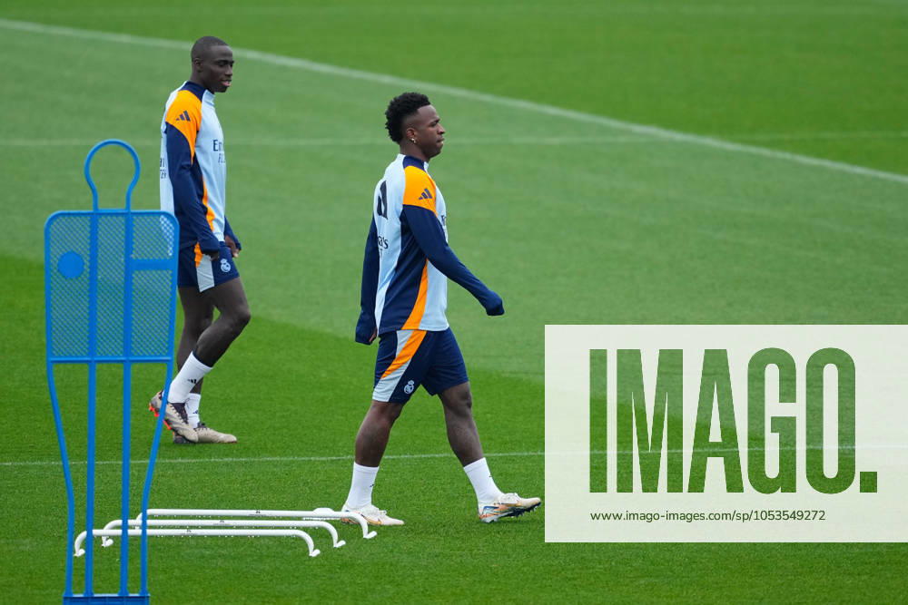 Ferland Mendy and Vinicius Junior during the training day of Real Madrid ahead the Spanish League, LaLiga EA Sports, football match against CA Osasuna at Ciudad Deportiva Real Madrid on November 08, 2024, in Valdebebas, Madrid, Spain. Valdebebas SPAIN - ZUMAa181 20241108_zaa_a181_012
