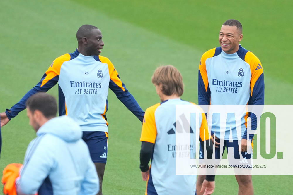 Ferland Mendy and Kylian Mbappe during the training day of Real Madrid ahead the Spanish League, LaLiga EA Sports, football match against CA Osasuna at Ciudad Deportiva Real Madrid on November 08, 2024, in Valdebebas, Madrid, Spain. Valdebebas SPAIN - ZUMAa181 20241108_zaa_a181_023