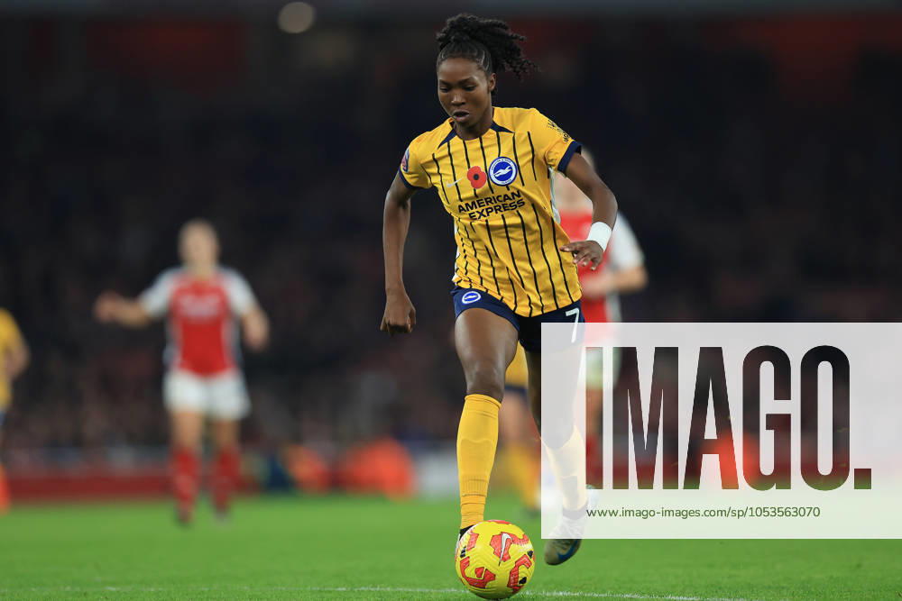Arsenal Women FC v Brighton and Hove Albion Women Women s Super League 08 11 2024. Brighton & Hove Albion Womens forward Aisha Masaka (7) during the Women s Super League match between Arsenal Women FC and Brighton and Hove Albion Women at the Emirates Stadium, London, England on 8 November 2024. London Emirates Stadium Greater London England Editorial use only DataCo restrictions apply See www.football-dataco.com ,