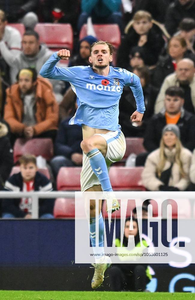 Jack Rudoni of Coventry City celebrates scoring their second goal Sunderland v Coventry City, EFL Sky Bet Championship, Football, Stadium of Light, Sunderland, UK - 09 Nov 2024