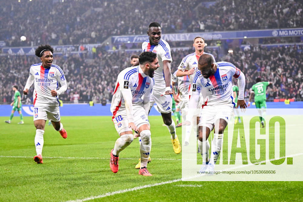 Olympique Lyonnais v AS Saint-Etienne - Ligue 1 MCDonald s 2024 2025 11 Malick FOFANA (ol) - 19 Moussa NIAKHATE (ol) - 18 Rayan CHERKI (ol) - 10 Alexandre LACAZETTE (ol) during the Ligue 1 MCDonald s match between Olympique Lyonnais and Saint Etienne at Groupama Stadium on November 10, 2024 in Lyon, France. Lyon France