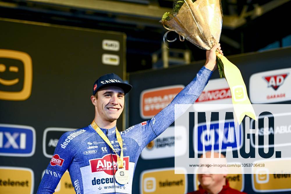 Telenet Superprestige cyclocross Niel 2024 NIEL, BELGIUM - NOVEMBER 11 : Vandeputte Niels (BEL) of Alpecin-Deceuninck during the podium Ceremony of the 3th leg of the men Elite Telenet Superprestige cyclocross series 2024-2025 in Niel, Belgium, 11 11 2024 Niel Belgium