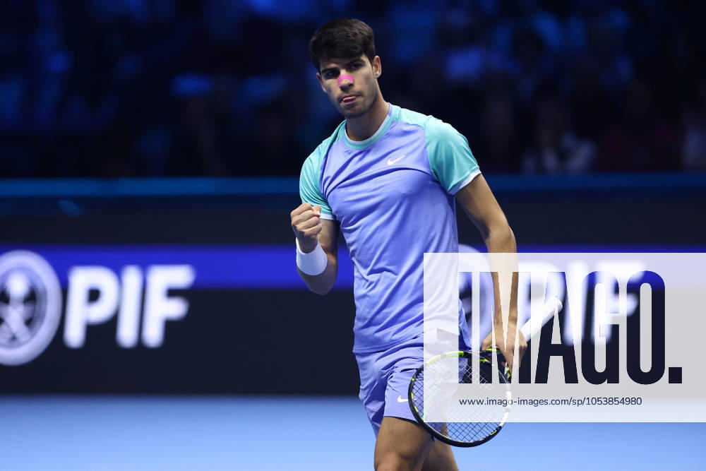 Carlos Alcaraz (Spain) celebrates, Day 4, Nitto ATP, Tennis Herren Finals 2024, INALPI Arena, November 13, 2024, Turin, Italy.