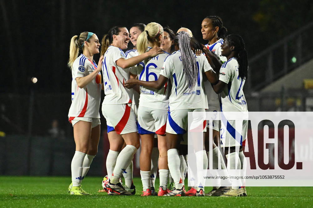 CALCIO - Champions League Women - Roma Women vs Lyon Melchie Dumornay of Olympique Lyonnais celebrates after scoring the gol of 0-2 during Group A - Day 3 - UEFA Women s Champions League 2023 24 between A.S. Roma and Olympique Lyonnais at the Tre Fontane Stadium on November 13, 2024 in Rome, Italy. Rome Italy