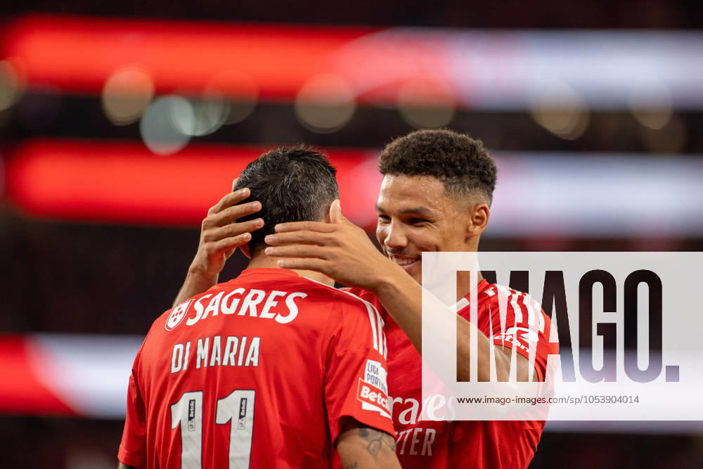 ANGEL DI MARIA from SL Benfica seen celebrating his first goal with his teammate Alexander Bah from SL Benfica during the Liga Portugal Betclic 2024 25 match between SL Benfica and FC Porto at Estadio da Luz on November 10, 2024 in Lisboa, Portugal. Final score: SL Benfica 4:1 FC Porto Lisbon Portugal Lisboa Portugal - ZUMA Bet 20241110_spo_l192_020