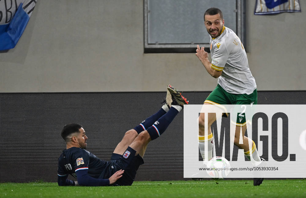 Football UEFA Nations League, Luxembourg Bulgaria, v l Michael Pinto Luxembourg , Viktor Popov Bulgaria Luxembourg