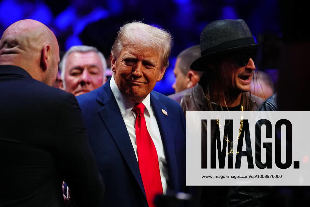 New York City, Ny, New York City, Ny, United States: NEW YORK New York City, Ny, NY -NOVEMBER 16:Dana White, President Donald Trump and Kid Rock in attendance for UFC309 - Jones vs Miocic at Madison Square Garden on November 16, 2024 in New York City, NY ( PxImages) New York City, Ny United States - ZUMAp175 20241116_zsa_p175_324