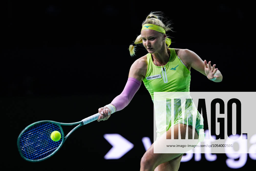 Rebecca Sramkova of Slovakia in action against Ajla Tomlajanovic of Australia during tennis match between Australia and Slovakia during The Billie Jean King Cup at Martin Carpena Pavilion stadium on November 17, 2024, in Malaga, Spain Malaga SPAIN - ZUMAa181 20241117_zaa_a181_321
