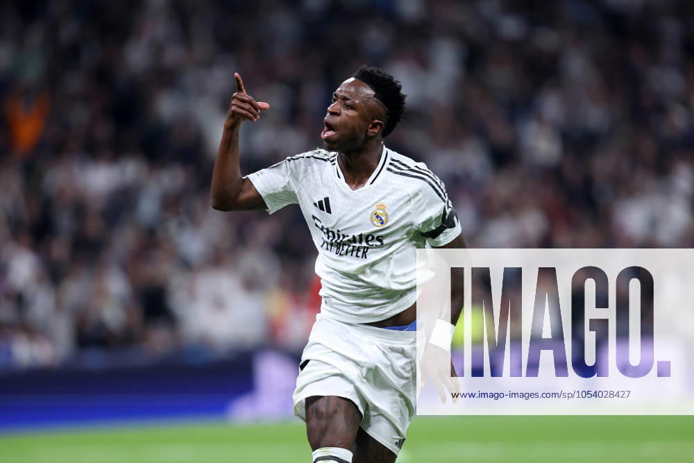 VINICIUS JUNIOR JR VINI JR, Champions League 2024-25, Real Madrid-Milan 1-3, esultanza, jubel, joy, celebration, single shot CHAMPIONS LEAGUE 2024-25 REAL MADRID-MILAN 1-3