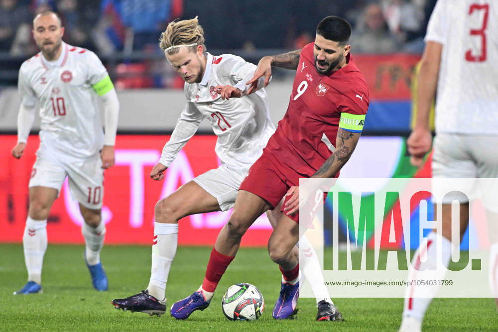 SERBIA vs DENMARK MORTEN HJULMAND football player of the Danish national team, Nationalteam at the UEFA Nations League match against Serbia at the Dubocica stadium, Leskovac 18.11.2024. MN press Photo Football, National team, Serbia, Denmark, UEFA Nations League Leskovac Dubocica stadium Serbia
