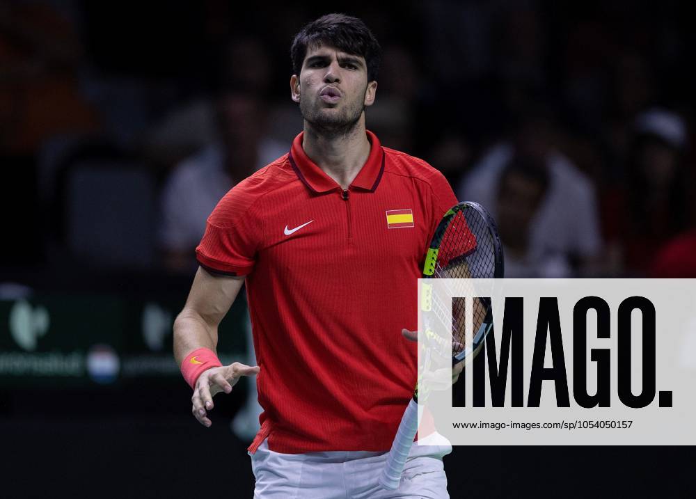 Carlos Alcaraz of Spain frustrated Spain v Netherlands, Davis Cup, Tennis, Palacio de Deportes Jose Maria Martin Carpena Arena, Malaga, Spain - 19 Nov 2024