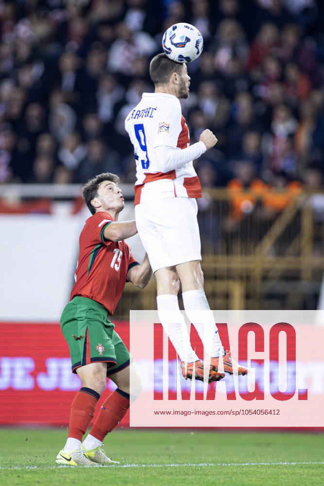 Nations League - League A, Group A1 - Croatia vs Portugal 1:1. - On photo Croatian Andrej Kramaric 9 and Portuguese Joao Neves 15. Split Croatia - ZUMALEAG 20241118_mda_p210_375