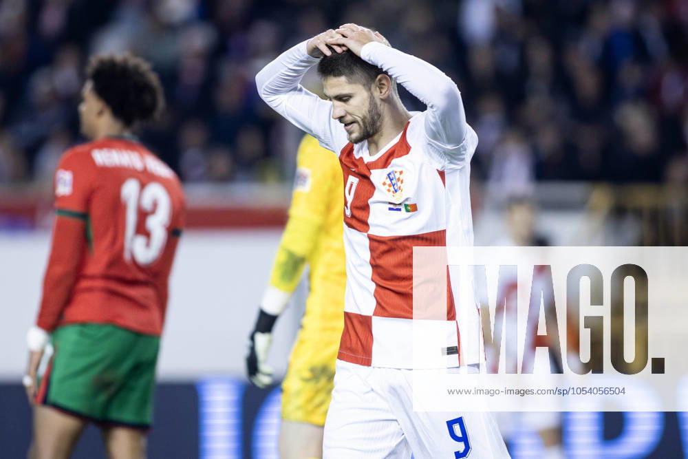 Nations League - League A, Group A1 - Croatia vs Portugal 1:1. - On photo Croatian Andrej Kramaric 9 and Portuguese Renato Veiga 13 and Jose Sa 12. Split Croatia - ZUMALEAG 20241118_mda_p210_401