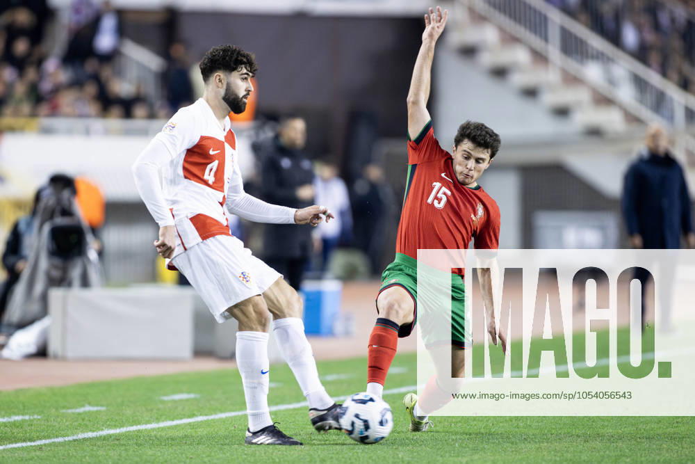 Nations League - League A, Group A1 - Croatia vs Portugal 1:1. - On photo Croatian Josko Gvardiol 4 and Portuguese Joao Neves 15. Split Croatia - ZUMALEAG 20241118_mda_p210_405
