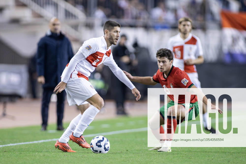Nations League - League A, Group A1 - Croatia vs Portugal 1:1. - On photo Croatian Andrej Kramaric 9 and Portuguese Joao Neves 15. Split Croatia - ZUMALEAG 20241118_mda_p210_422