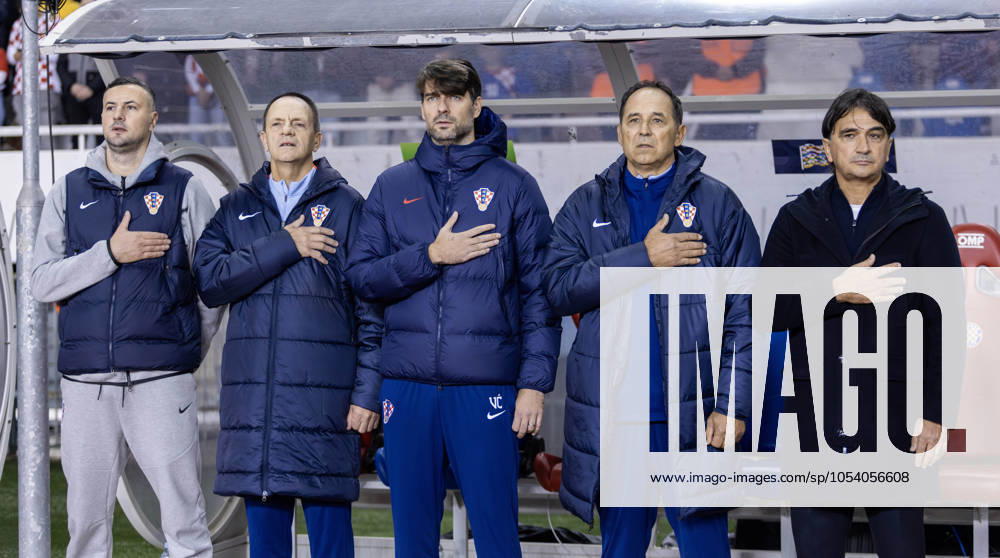 Nations League - League A, Group A1 - Croatia vs Portugal 1:1. - On photo Croatian expert staff Danijel Subasic; Marijan Mrmic; Vedran Corluka; Drazen Ladic and coach Zlatko Dalic. Split Croatia - ZUMALEAG 20241118_mda_p210_432