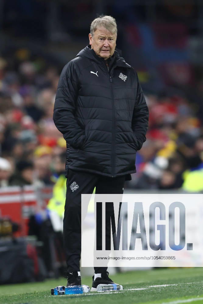 Cardiff, Wales, 19th November 2024. Age Hareide coach of Iceland during the UEFA Nations League match at the Cardiff City Stadium, Cardiff. Picture credit should read: Darren Staples Sportimage . SPI-3460-0073
