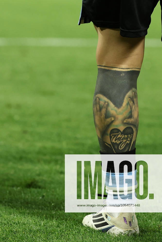 Detail of Lionel Messi of Argentina leg prior the South American football qualifying match against Peru for the 2026 FIFA World Cup at La Bombonera stadium in Buenos Aires on November 19, 2024 BUENOS AIRES ARGENTINA