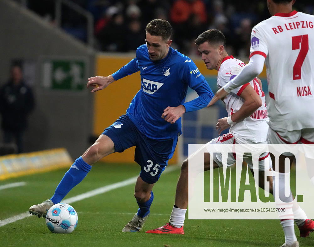 GER, 1 FBL, TSG Hoffenheim vs RB Leipzig 23 11 2024, PreZero Arena, Sinsheim, GER, 1 FBL, TSG Hoffenheim vs RB Leipzig , DFL regulations prohibit any use of photographs as image sequences and or quasi video in the picture Arthur Chaves Hoffenheim , Christoph Baumgartner Leipzig nordphotoxGmbHx xBratic nph00250