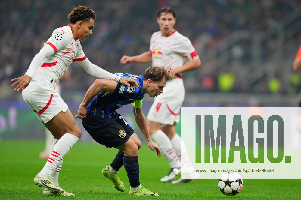 Inter Milan s Nicolo Barella during the Uefa Champions League soccer match between Inter and Leipzig at the San Siro Stadium in Milan, north Italy - Tuesday , November 26 , 2024. - Soccer .