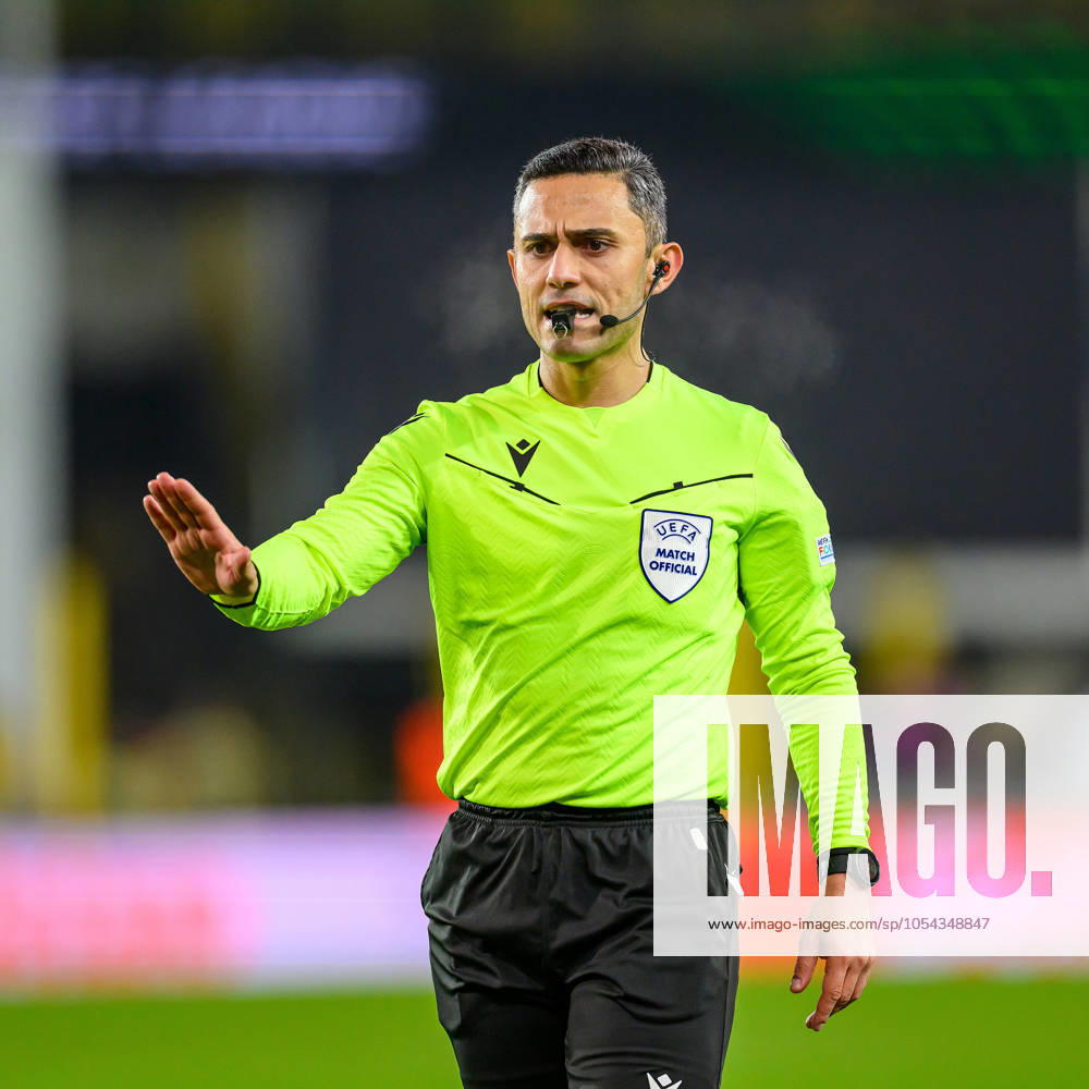 Cercle Brugge v Heart of Midlothian Europa Conference League 28 11 2024. Matchday 4 of 6 Referee Elchin Masiyev (AZE) during the Europa Conference League match between Cercle Brugge and Heart of Midlothian at the Jan Breydel Stadion, Brugge, Belguim on 28 November 2024. Editorial use only ,