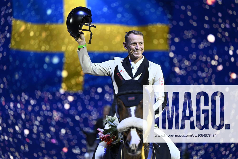 STOCKHOLM, SWEDEN 20241129 Peder Fredricson on the horse Hansson WL wins in the international jumping 1 45m during the Sweden International Horse Show at Strawberry Arena STOCKHOLM SWEDEN