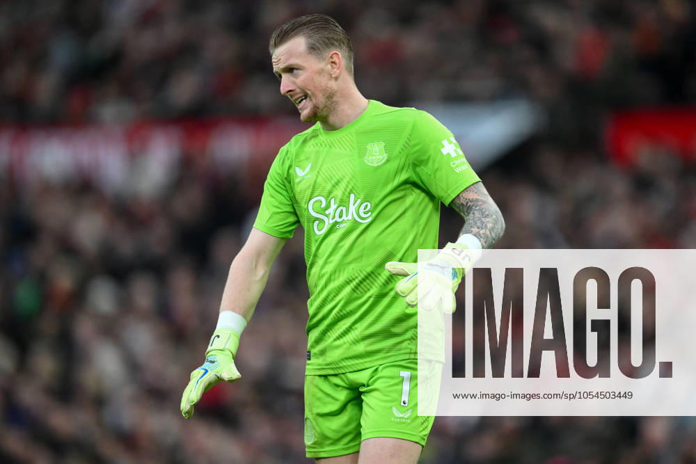 Premier League Manchester United, ManU v Everton Jordan Pickford of Everton during the Premier League match Manchester United vs Everton at Old Trafford, Manchester, United Kingdom, 1st December 2024 (Photo by Craig Thomas News Images) Manchester Old Trafford Greater Manchester United Kingdom