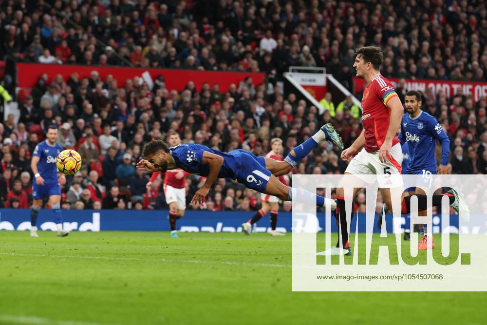 Dominic Calvert-Lewin of Everton has his header saved Manchester United, ManU v Everton, Premier League, Football, Old Trafford, Manchester, UK - 01 Dec 2024