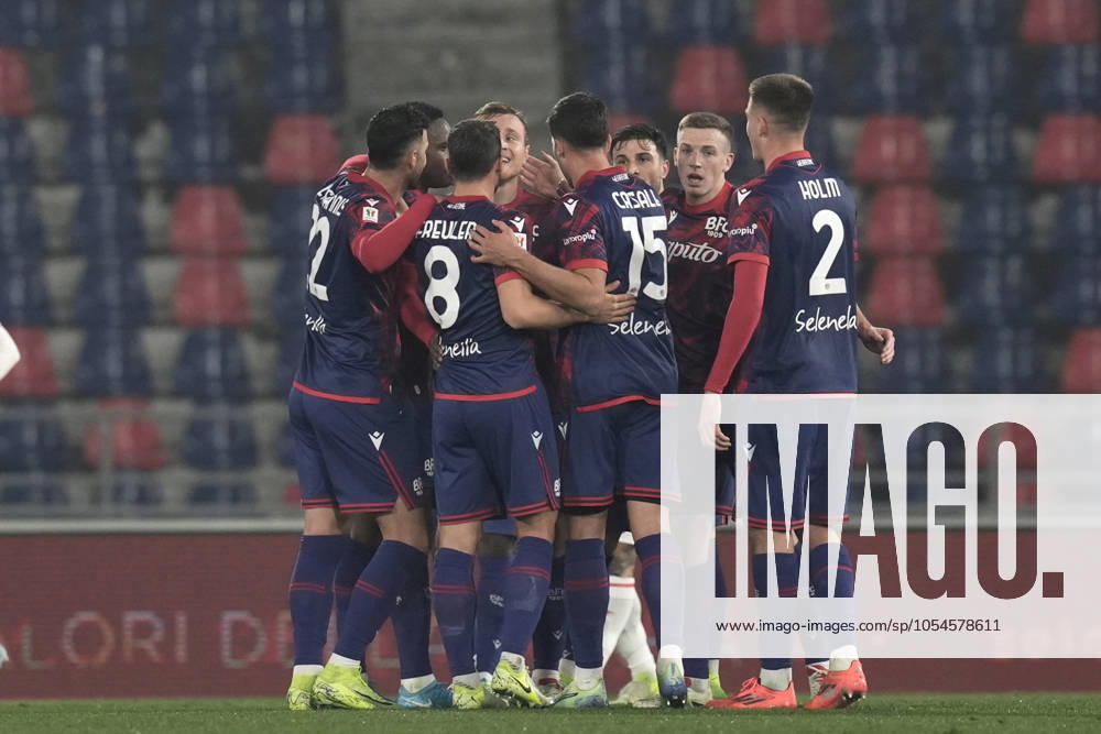 Bologna s Tommaso Pobega celebrates after scoring the 1-0 goal for his team during the Round of 16 Frecciarossa Italian Cup 2024 2025 match between Bologna and Monza at Renato Dall Ara Stadium - Soccer - Bologna, Italy - Tuesday December 3, 2024