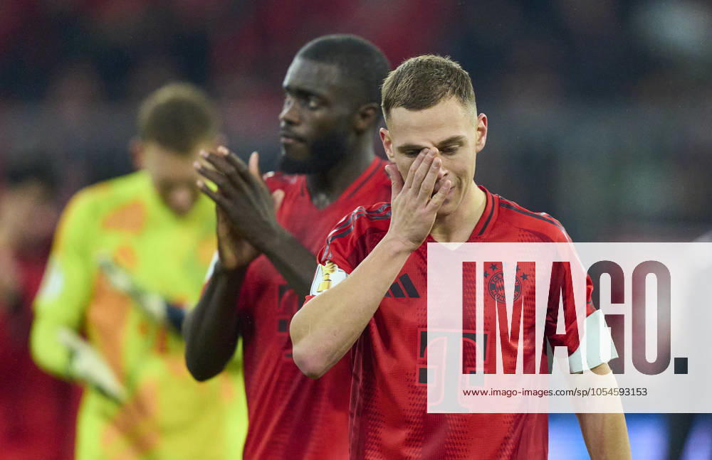 Joshua KIMMICH, FCB 6 Dayot Upamecano , FCB 2 sad in the DFB-Pokal match FC BAYERN MUENCHEN - BAYER 04 LEVERKUSEN of German Football Cup on Dec 3, 2024 in Munich, Germany. Season 2024 2025