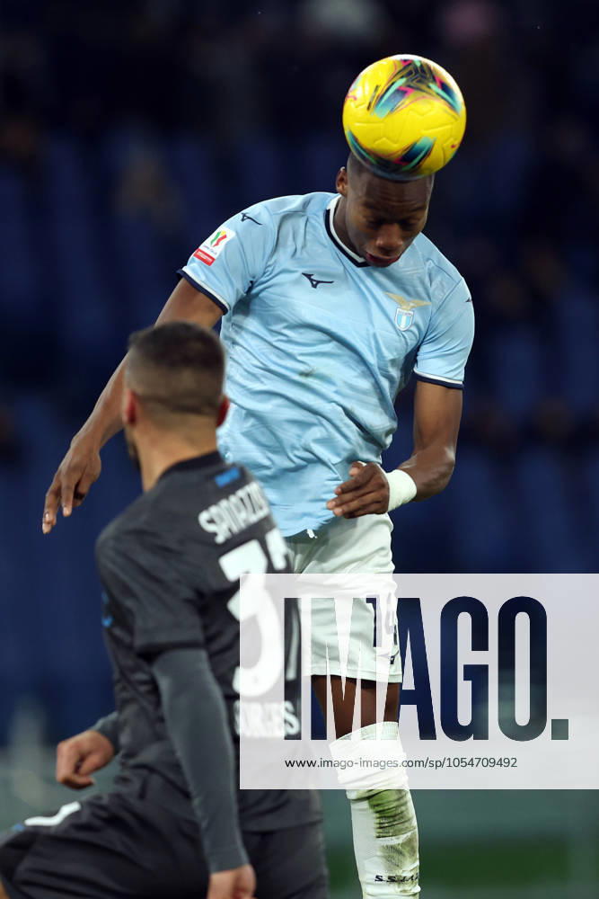 Rome, Italy 5.12.2024 : Tijjani Noslin of Lazio score the goal and celebrate with the team during Italian football match Freccia Rossa Coppa Italia (Italy Cup) 2024-2025 SS Lazio vs SSC Napoli at Olympic stadium in Roma.