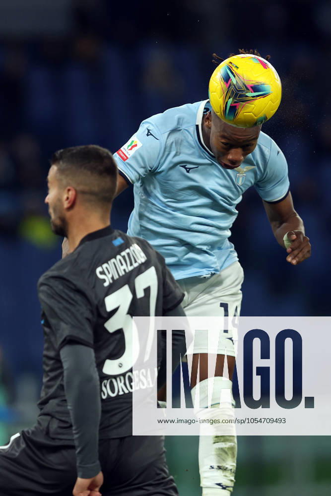 Rome, Italy 5.12.2024 : Tijjani Noslin of Lazio score the goal and celebrate with the team during Italian football match Freccia Rossa Coppa Italia (Italy Cup) 2024-2025 SS Lazio vs SSC Napoli at Olympic stadium in Roma.