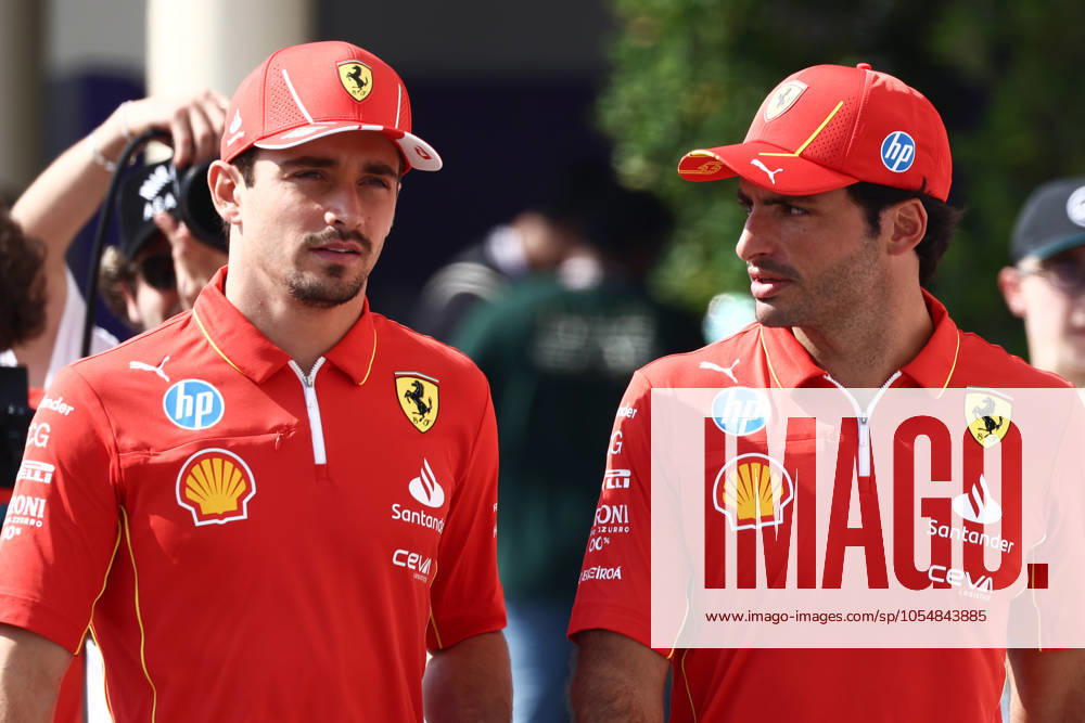 Charles Leclerc of Ferrari and Carlos Sainz of Ferrari are seen in the paddock ahead of Formula 1 Abu Dhabi Grand Prix at Yas Marina Circuit on December 7th, 2024 in Abu Dhabi, United Arab Emirates. Abu Dhabi United Arab Emirates - ZUMAz156 0783651916st