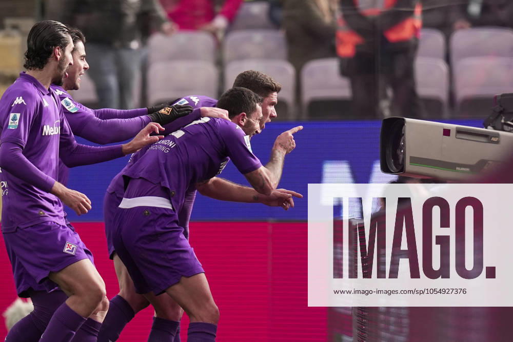 Fiorentina s Danilo Cataldi celebrates after scoring the 1-0 goal for his team during the Serie A Enilive 2024 2025 match between Fiorentina and Cagliari - Serie A Enilive at Artemio Franchi Stadium - Soccer - Florence, Italy - Sunday December 8, 2024