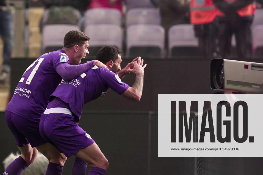 Fiorentina s Danilo Cataldi celebrates after scoring the 1-0 goal for his team during the Serie A Enilive 2024 2025 match between Fiorentina and Cagliari - Serie A Enilive at Artemio Franchi Stadium - Soccer - Florence, Italy - Sunday December 8, 2024