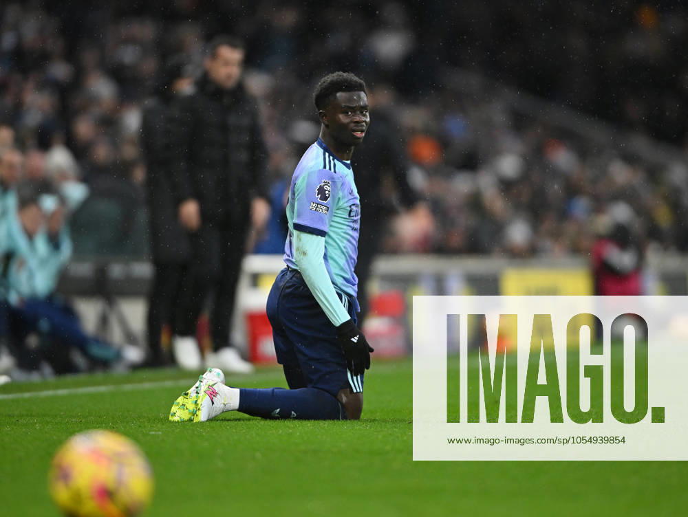 Fulham v Arsenal Premier League Arsenal s Bukayo Saka during the Premier League match at Craven Cottage, London UK Newspapers OUT