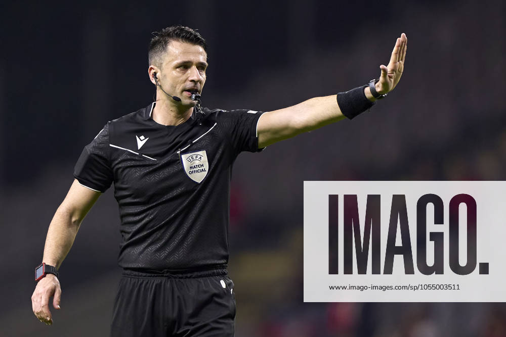 SC Braga v TSG 1899 Hoffenheim - UEFA Europa League 2024 25 League Phase MD5 Referee Igor Pajac reacts during the UEFA Europa League match between SC Braga and TSG 1899 Hoffenheim at Estadio Municipal de Braga in Braga, Portugal, on November 28, 2024. Braga, Portugal Braga Portugal