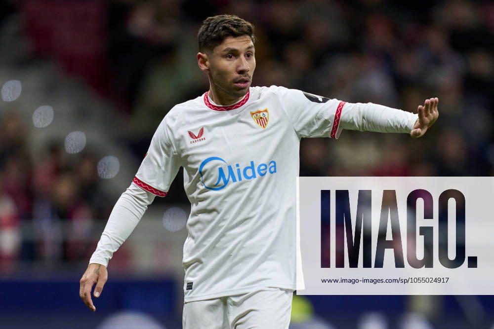 ESP: Atletico de Madrid v Sevilla FC. La Liga EA Sports. Date 16 Gonzalo Montiel of Sevilla FC during the La Liga EA Sports match between Atletico de Madrid and Sevilla FC played at Riyadh Air Metropolitano Stadium on December 8, 2024 in Madrid, Spain. kpng