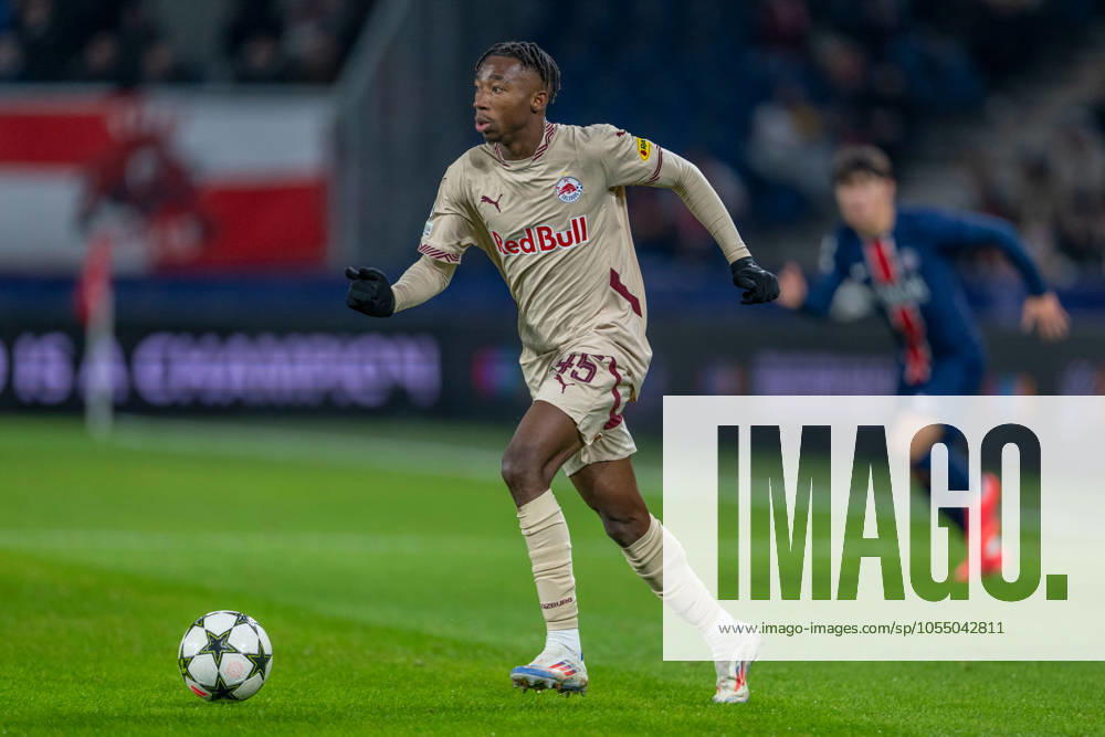 SOCCER - UEFA CL, RBS vs PSG SALZBURG,AUSTRIA,10.DEC.24 - SOCCER - UEFA Champions League, Red Bull Salzburg vs Paris Saint German. Image shows Dorgeles Nene (RBS). GEPAxpictures xWolfgangxKofler