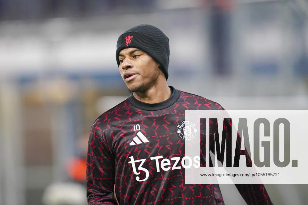FC Viktoria Plzen v Manchester United, ManU FC Manchester United forward Marcus Rashford (10) warm up during the FC Viktoria Plzen v Manchester United FC UEFA Europa League Matchday 6 Doosan Arena, Pilsen, Czech Republic on 12 December 2024 Editorial use only. All images are copyright Every Second Media Limited. No images may be reproduced without prior permission.