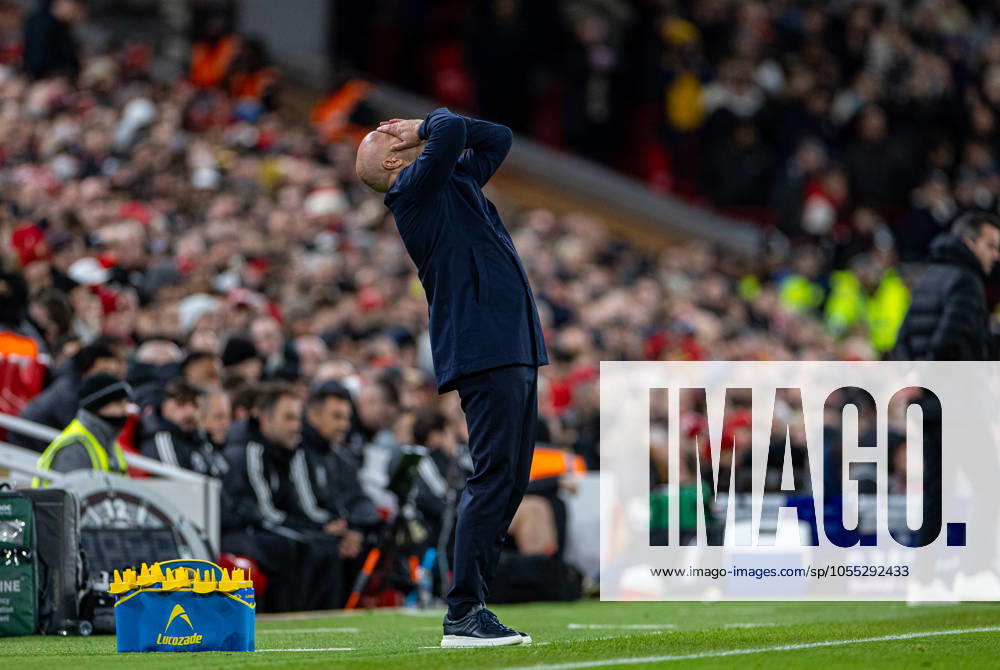 Football - FA Premier League - Liverpool FC v Fulham FC LIVERPOOL, ENGLAND - Saturday, December 14, 2024: Liverpool s head coach Arne Slot reacts during the FA Premier League match between Liverpool FC and Fulham FC at Anfield. (Photo by David Rawcliffe Propaganda) LIVERPOOL Anfield MERSEYSIDE ENGLAND