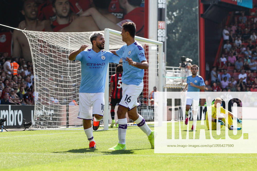 Bournemouth v Manchester City - Premier League - Vitality Stadium August 25, 2019, Bournemouth, United Kingdom: Sergio Aguero of Manchester City celebrates scoring his side s third goal during the Premier League match at the Vitality Stadium, Bournemouth. Picture date: 25th August 2019. Picture credit should read: Craig Mercer Sportimage Bournemouth United Kingdom