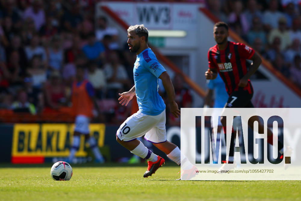 Bournemouth v Manchester City - Premier League - Vitality Stadium August 25, 2019, Bournemouth, United Kingdom: Sergio Aguero of Manchester City in action during the Premier League match at the Vitality Stadium, Bournemouth. Picture date: 25th August 2019. Picture credit should read: Craig Mercer Sportimage Bournemouth United Kingdom