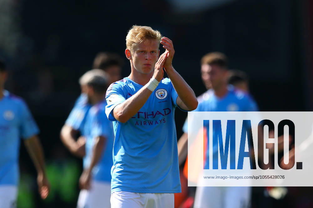 Bournemouth v Manchester City - Premier League - Vitality Stadium August 25, 2019, Bournemouth, United Kingdom: Oleksandr Zinchenko of Manchester City applauds the fans at the final whistle after the Premier League match at the Vitality Stadium, Bournemouth. Picture date: 25th August 2019. Picture credit should read: Craig Mercer Sportimage Bournemouth United Kingdom