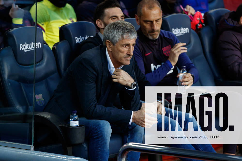 FC Barcelona, Barca v Real Sociedad - La Liga BARCELONA, SPAIN - MARCH 07:.Quique Setien of FC Barcelona during the Liga match between FC Barcelona and Real Sociedad at Camp Nou on March 07, 2020 in Barcelona, Spain. (Photo by DAX ESPA-Images) Barcelona Barcelona USA