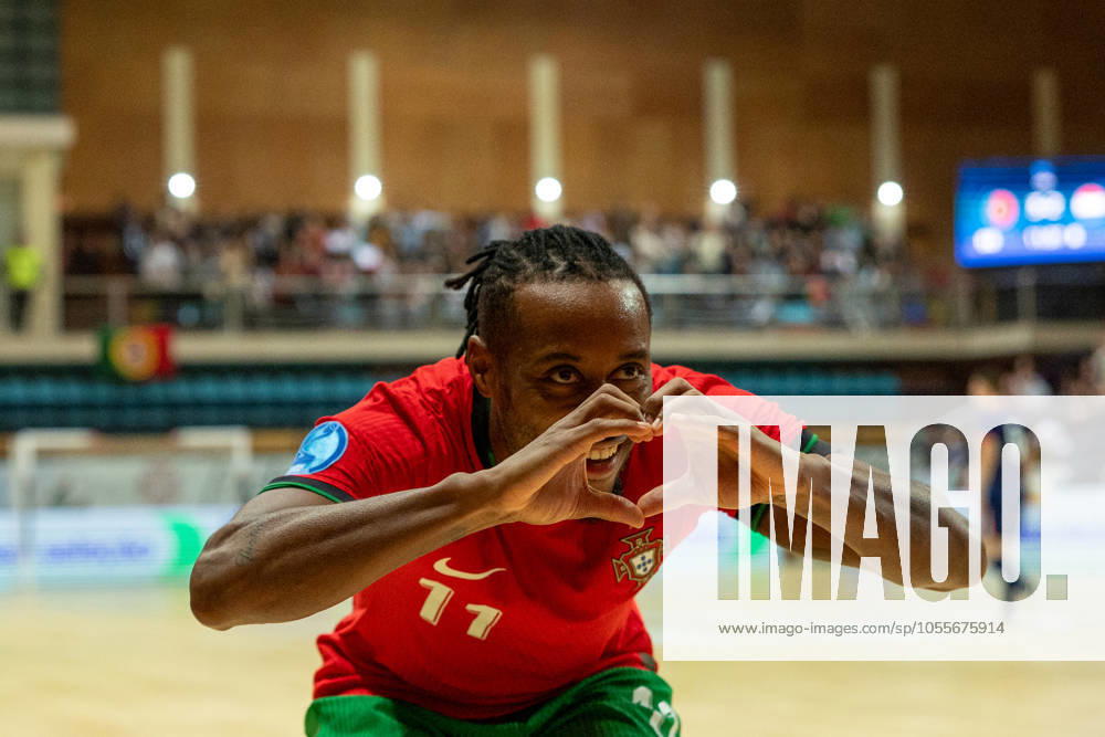 PANY VARELA player from Portugal seen celebrating his goal during the UEFA Futsal Euro 2026 Qualifying match between Portugal and Netherlands at Pavilhao Municipal da Povoa de Varzim 18, 2024 in Povoa de Varzim, Portugal. Final Score Portugal 4 - 2 Netherlands Povoa De Varzim Portugal - ZUMAl192 20241218_zsp_l192_009