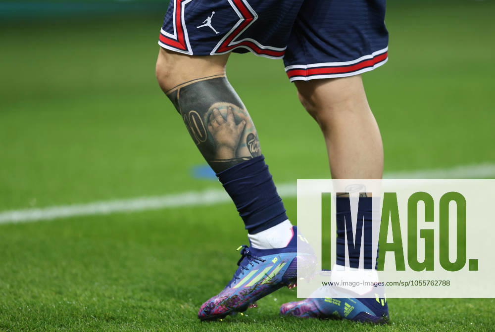 Paris Saint Germain v Manchester City - UEFA Champions League - Group A - Le Parc des Princes September 28, 2021, Paris, United Kingdom: Paris, France, 28th September 2021. An image that shows a tattoo on the leg of Lionel Messi of Paris St Germain during the UEFA Champions League match at Le Parc des Princes, Paris. Picture credit should read: David Klein Sportimage Paris United Kingdom