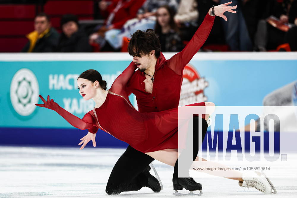 RUSSIA, OMSK - DECEMBER 20, 2024: Anna Kolomenskaya and Artem Frolov perform their free dance during the ice dance event of the 2025 Russian Figure skating, Eiskunstlauf Championships at G-Drive Arena. Kirill Kukhmar TASS 76940883